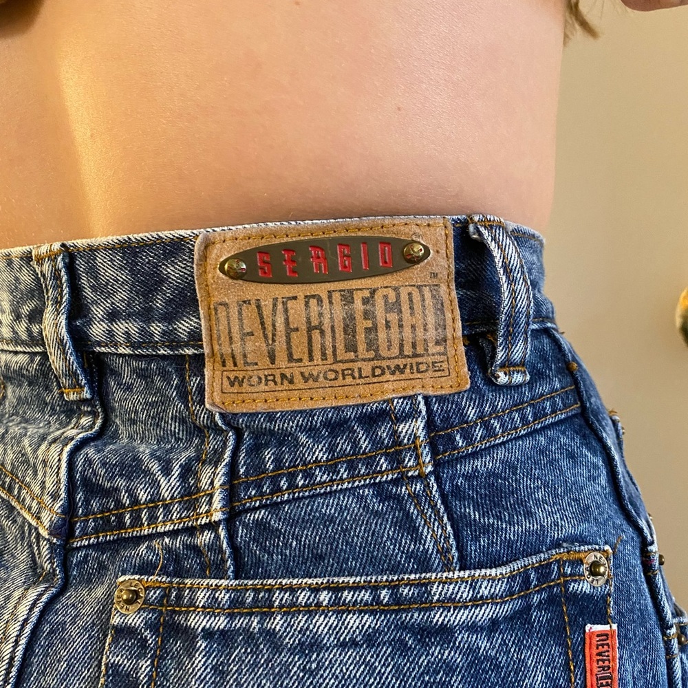 NeverLegal high waisted straight leg mom jeans with double pocket detailing